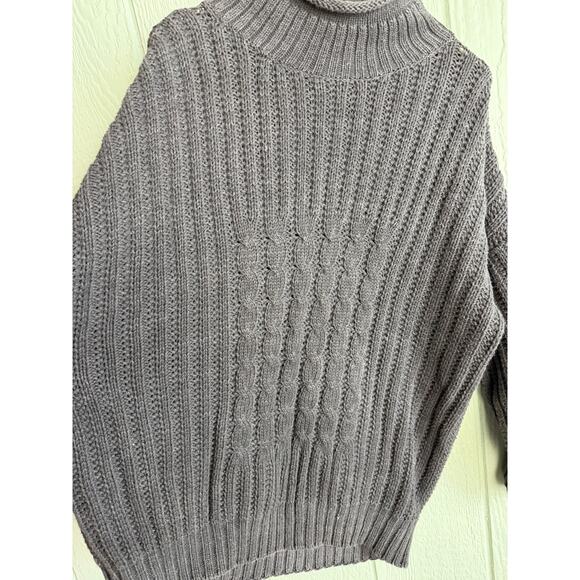 Vintage Autograph Clothing Chunky Knit Mock Neck Sweater Gray Cable Knit Small - Picture 3 of 7